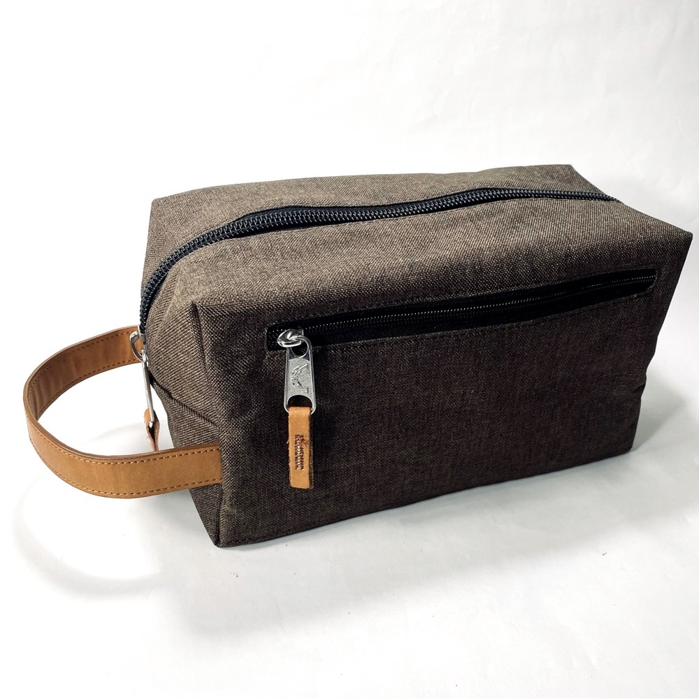 Jones Canvas Brown Handled Zipper Toiletry Case Travel Bag